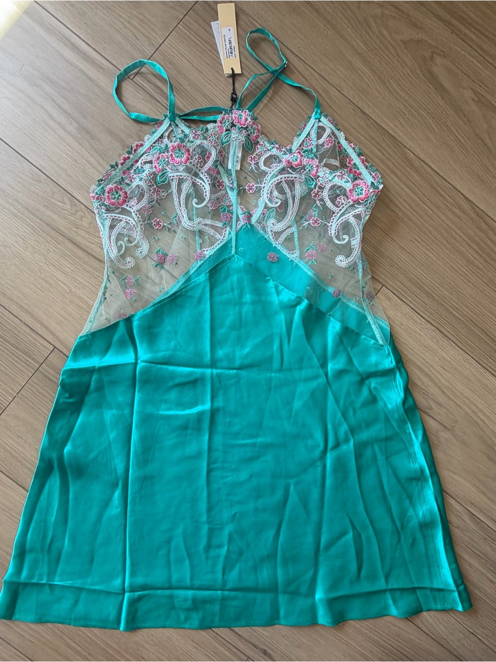 Cosabella Sanika Italian Nightie Addy Green G-String Set Sz Small NWT - Picture 2 of 9